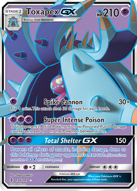 Toxapex-GX 136 Guardians Rising Pokémon card