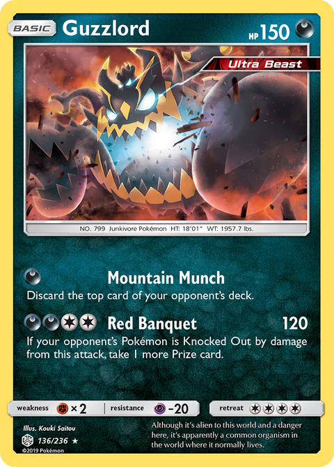 Guzzlord 136 Cosmic Eclipse Pokémon card