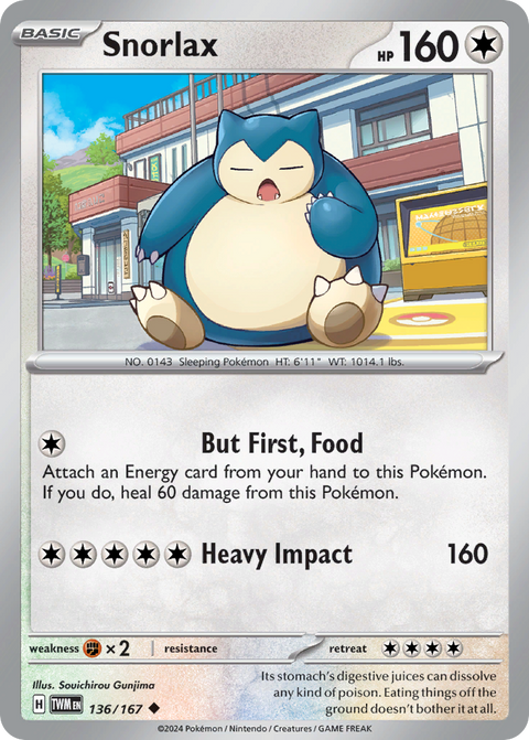Snorlax 136 Twilight Masquerade Pokémon card