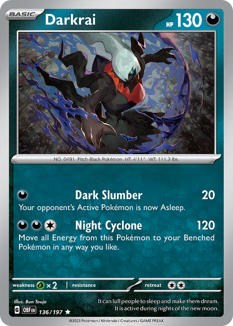 Darkrai 136 Obsidian Flames Pokémon card