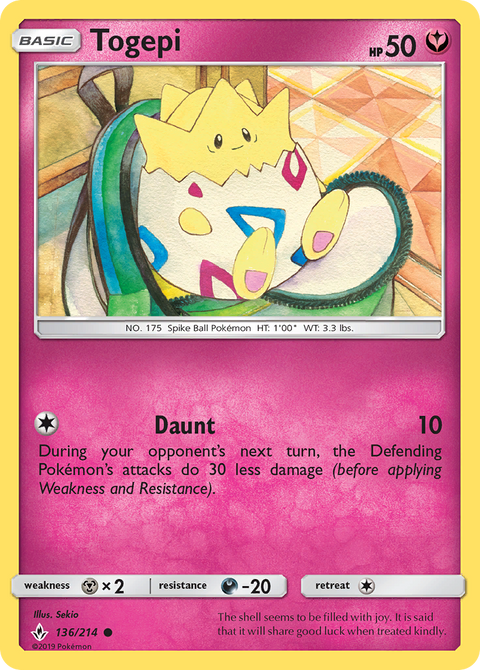 Togepi 136 Unbroken Bonds Pokémon card