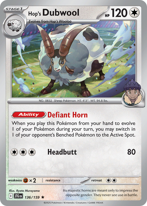 Hop's Dubwool 136 Journey Together Pokémon card
