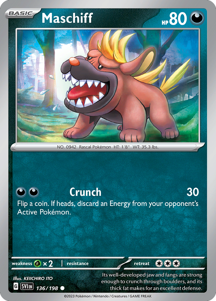 Maschiff 136 Scarlet & Violet Pokémon card
