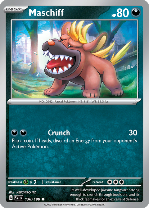 Maschiff 136 Scarlet & Violet Pokémon card