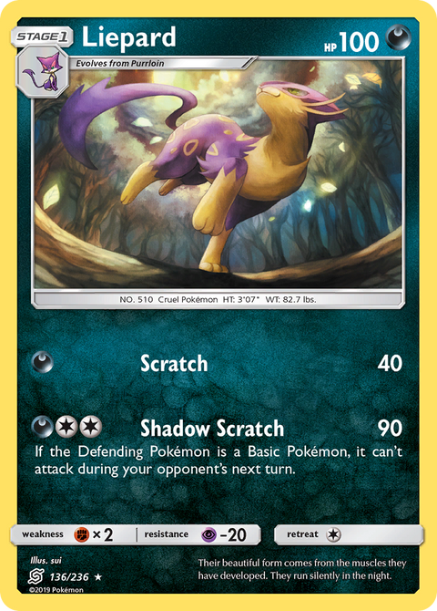 Liepard 136 Unified Minds Pokémon card