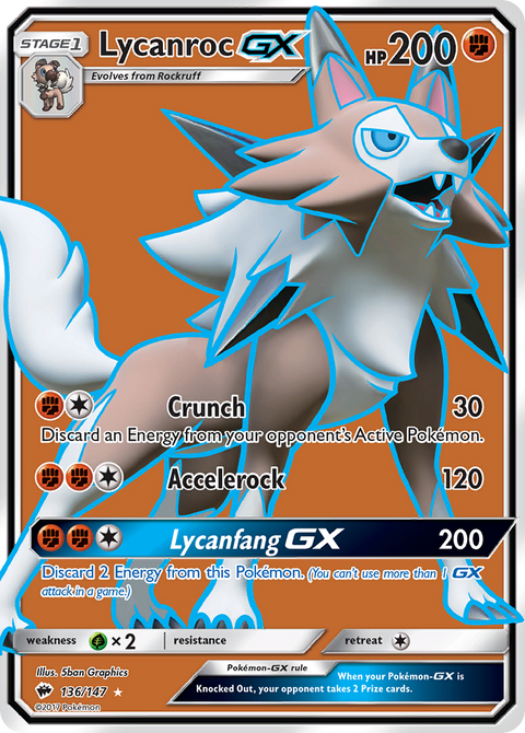 Lycanroc-GX 136 Burning Shadows Pokémon card