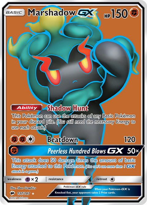 Marshadow-GX 137 Burning Shadows Pokémon card