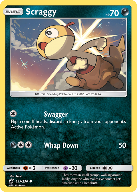 Scraggy 137 Unified Minds Pokémon card