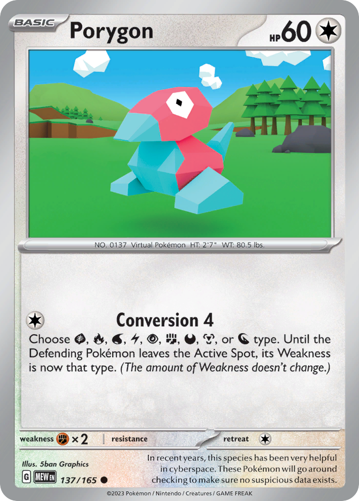 Porygon 137 151 Pokémon card
