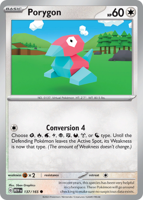 Porygon 137 151 Pokémon card