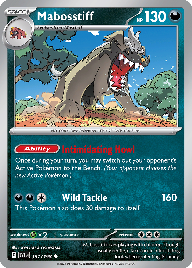Mabosstiff 137 Scarlet & Violet Pokémon card