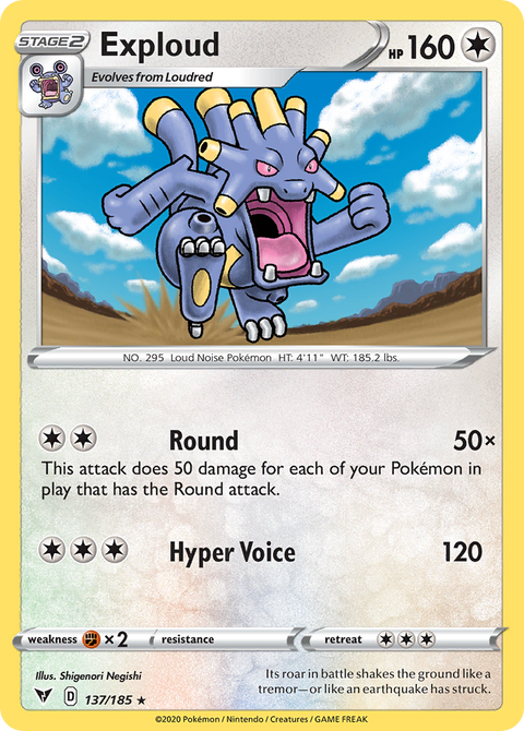 Exploud 137 Vivid Voltage Pokémon card