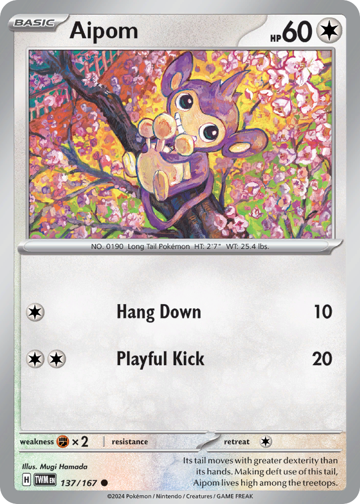 Aipom 137 Twilight Masquerade Pokémon card
