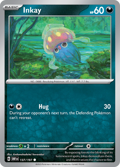 Inkay 137 Obsidian Flames Pokémon card