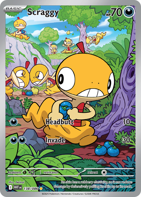 Scraggy 138 White Flare Pokémon card