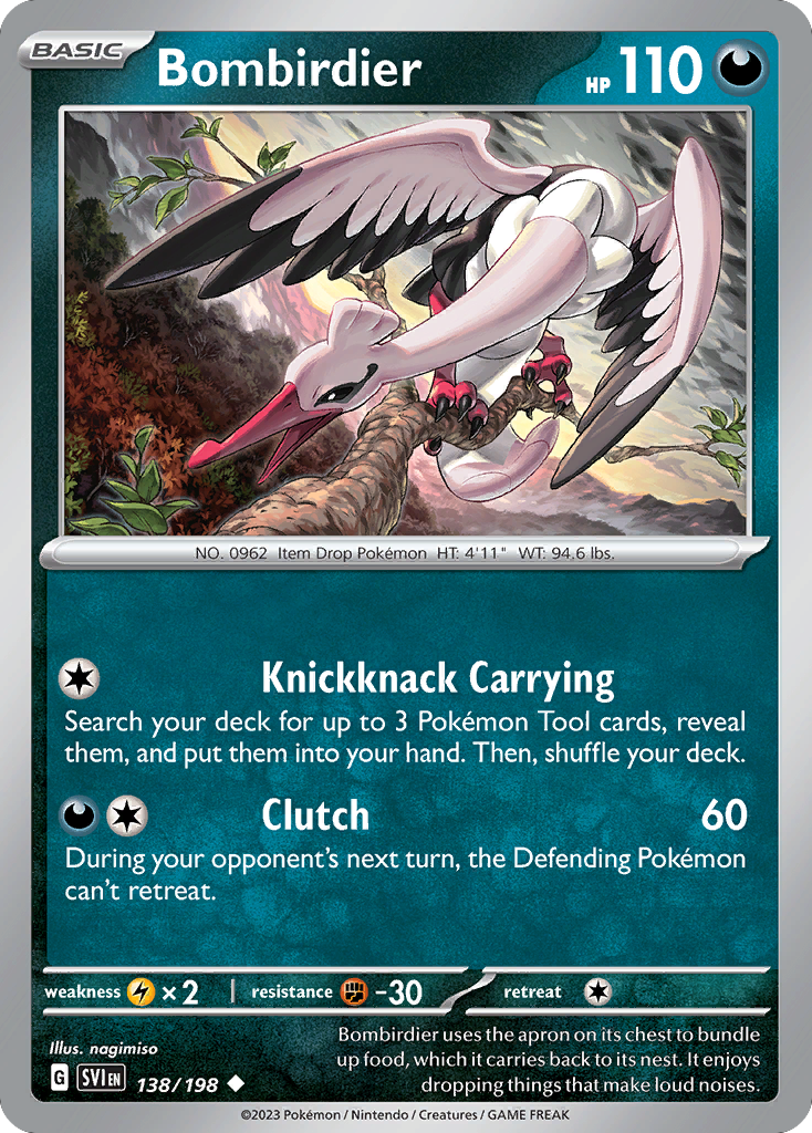 Bombirdier 138 Scarlet & Violet Pokémon card