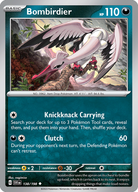 Bombirdier 138 Scarlet & Violet Pokémon card