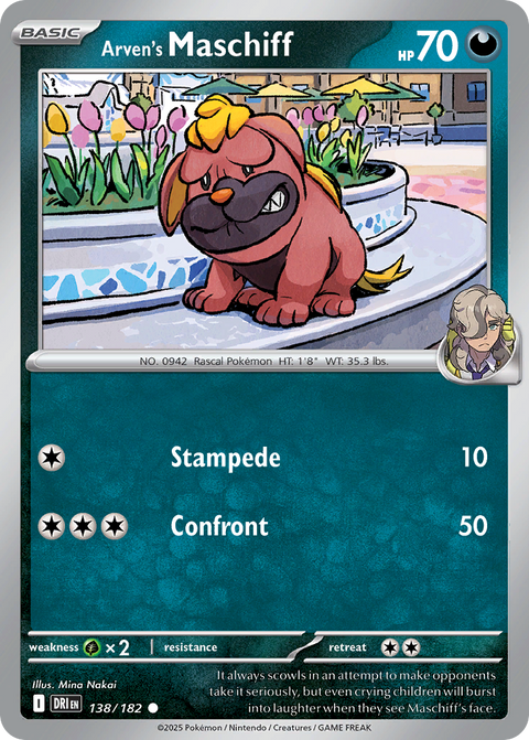Arven's Maschiff 138 Destined Rivals Pokémon card