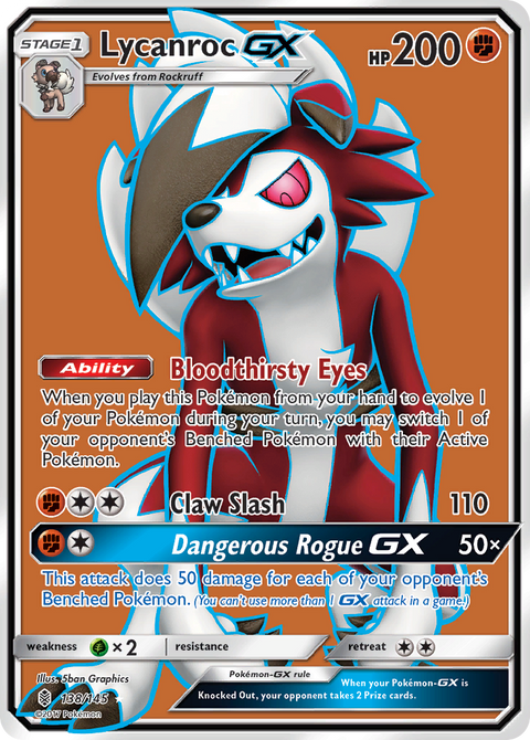 Lycanroc-GX 138 Guardians Rising Pokémon card