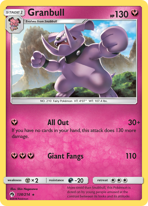 Granbull 138 Lost Thunder Pokémon card