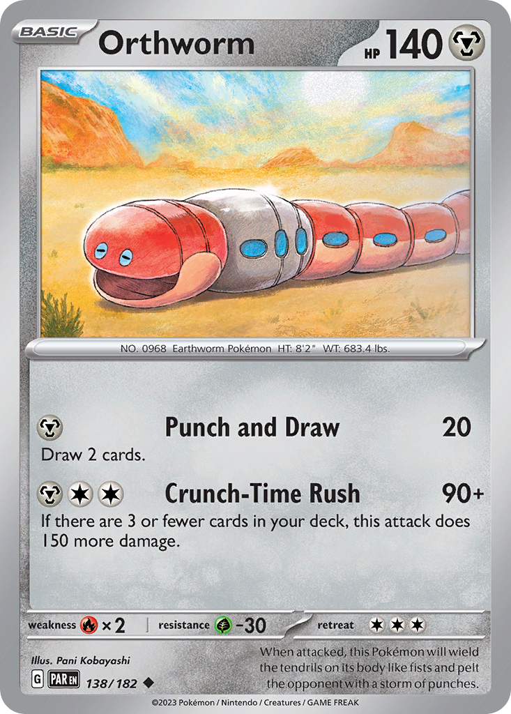 Orthworm 138 Paradox Rift Pokémon card