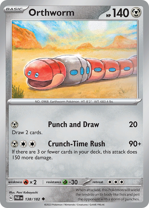 Orthworm 138 Paradox Rift Pokémon card