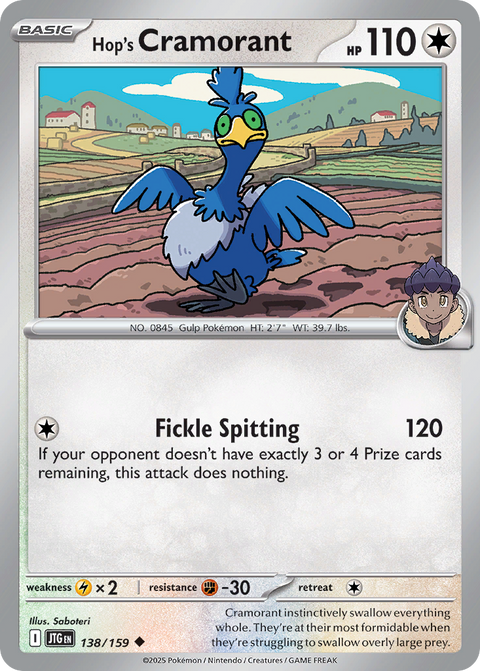 Hop's Cramorant 138 Journey Together Pokémon card