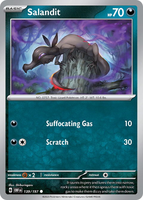 Salandit 139 Obsidian Flames Pokémon card