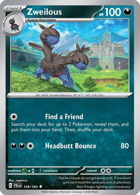 Zweilous 139 Paldea Evolved Pokémon card
