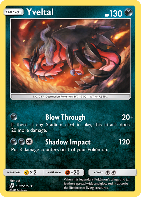Yveltal 139 Unified Minds Pokémon card
