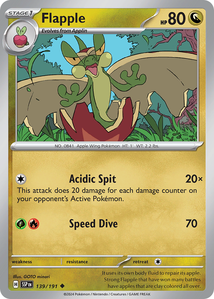 Flapple 139 Surging Sparks Pokémon card