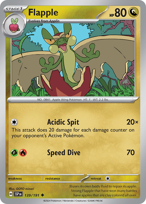 Flapple 139 Surging Sparks Pokémon card