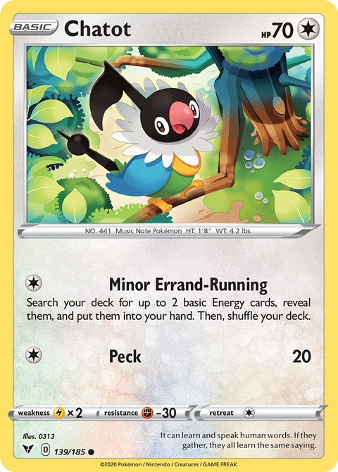 Chatot 139 Vivid Voltage Pokémon card