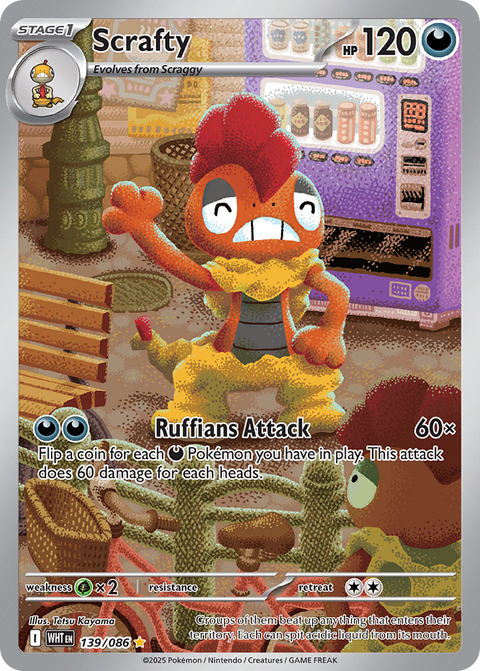 Scrafty 139 White Flare Pokémon card