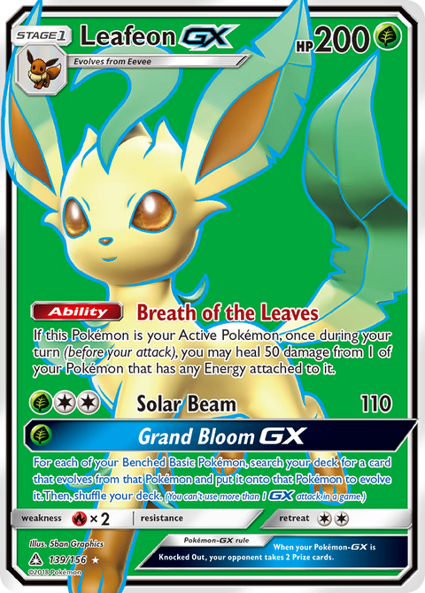 Leafeon-GX 139 Ultra Prism Pokémon card