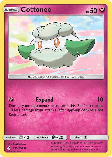 Cottonee 139 Unbroken Bonds Pokémon card