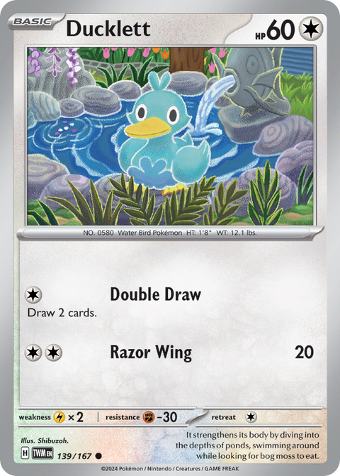 Ducklett 139 Twilight Masquerade Pokémon card