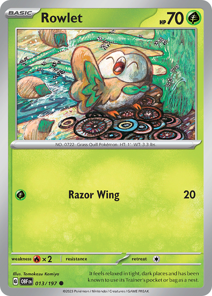 Rowlet 13 Obsidian Flames Pokémon card