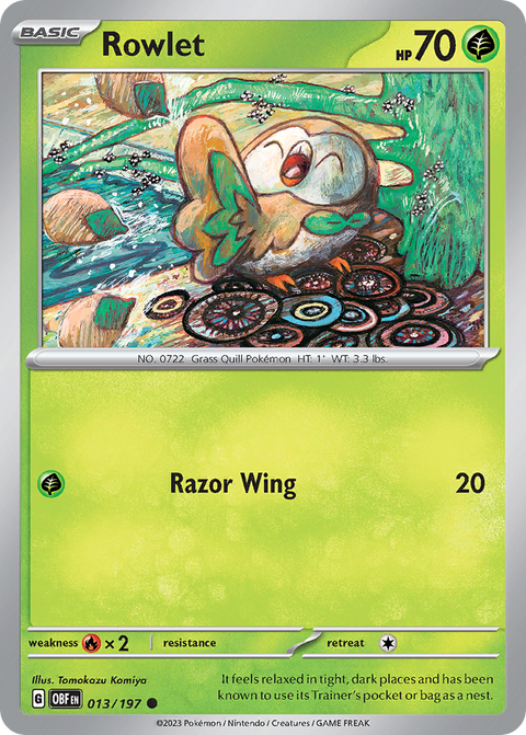 Rowlet 13 Obsidian Flames Pokémon card
