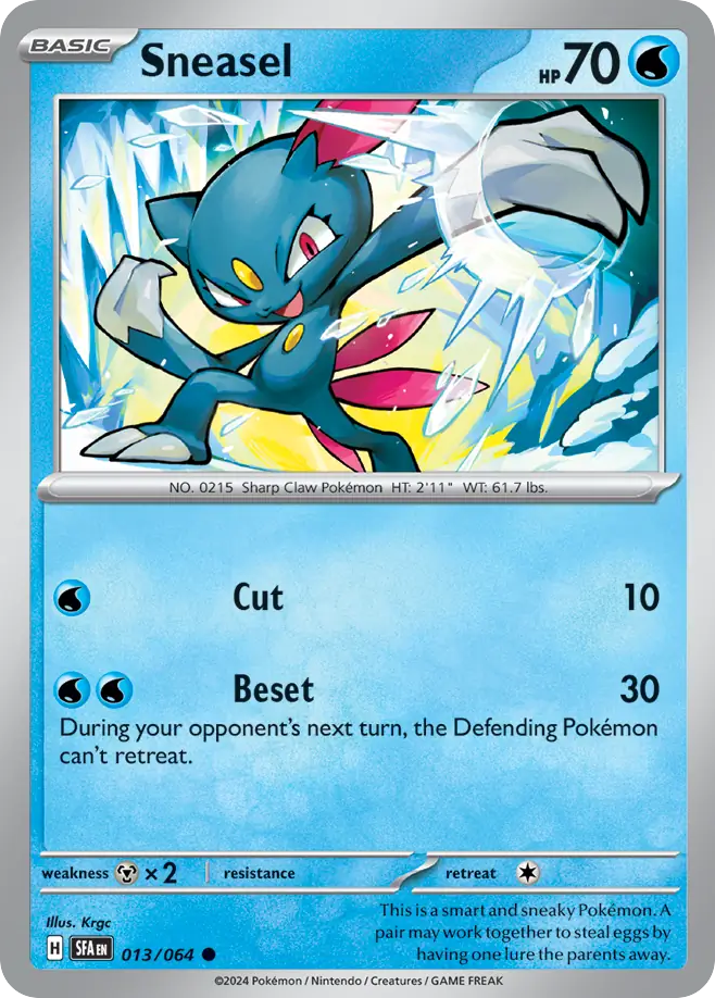 Sneasel 13 Shrouded Fable Pokémon card