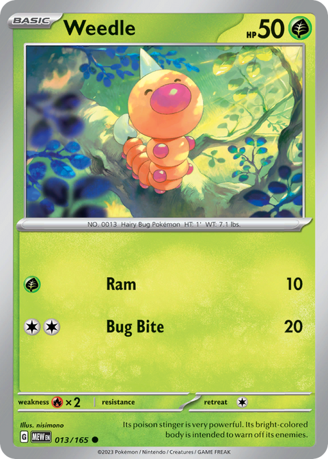 Weedle 13 151 Pokémon card