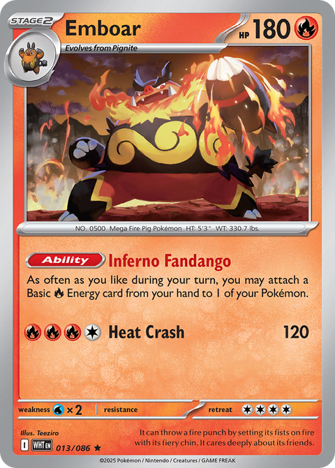 Emboar 13 White Flare Pokémon card