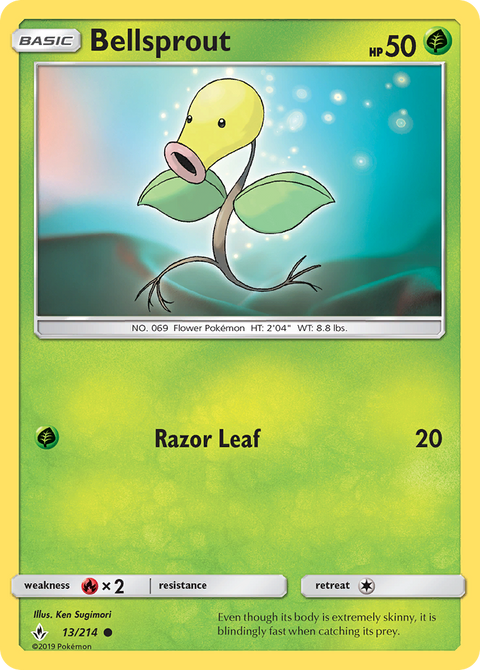 Bellsprout 13 Unbroken Bonds Pokémon card