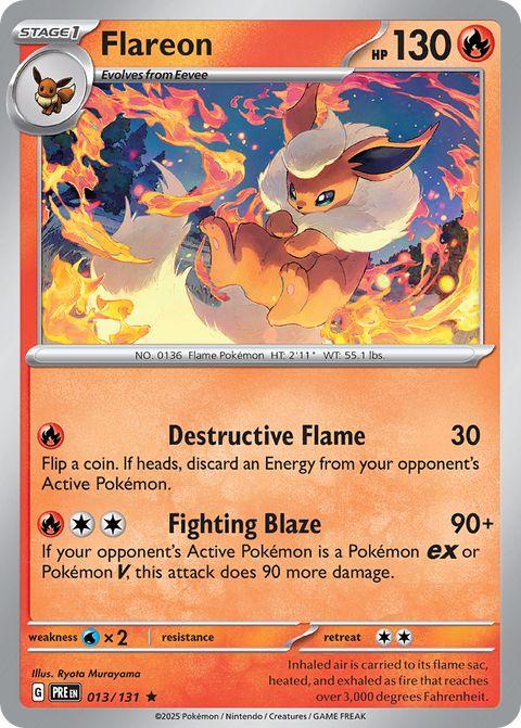 Flareon 13 Prismatic Evolutions Pokémon card