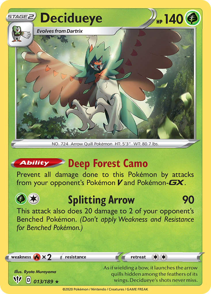 Decidueye 13 Darkness Ablaze Pokémon card