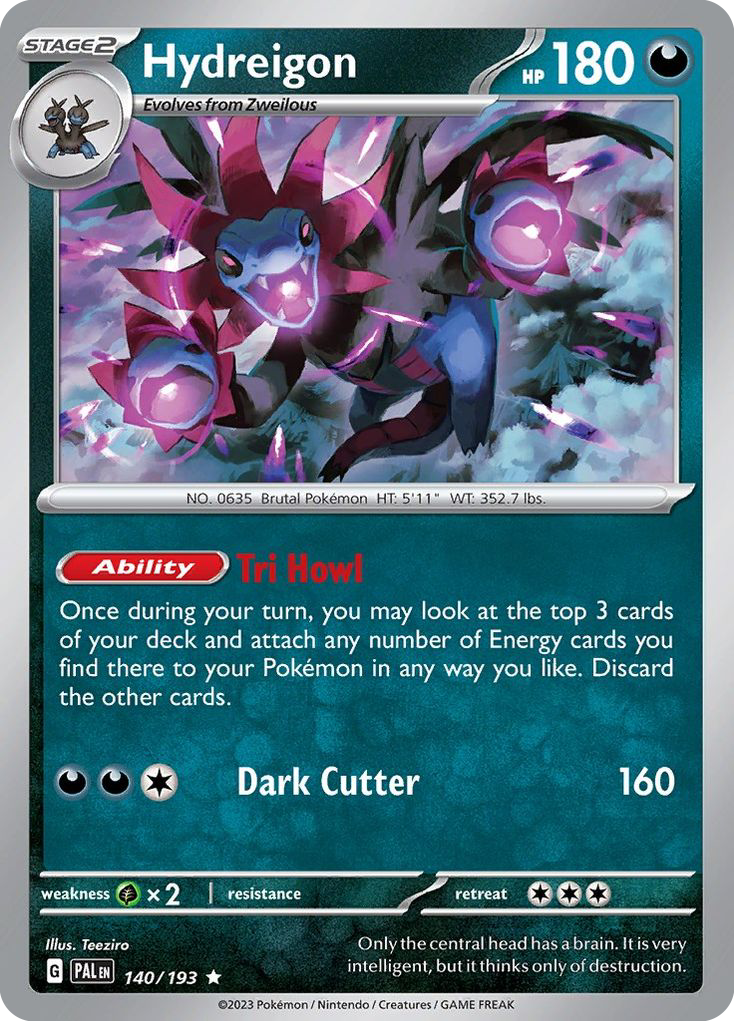 Hydreigon 140 Paldea Evolved Pokémon card
