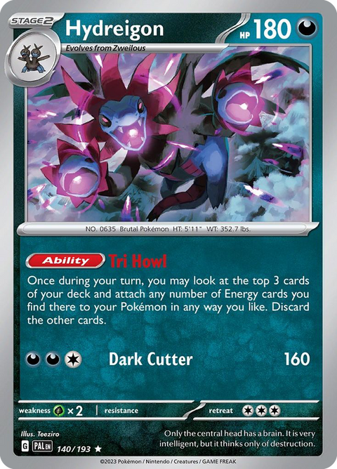 Hydreigon 140 Paldea Evolved Pokémon card