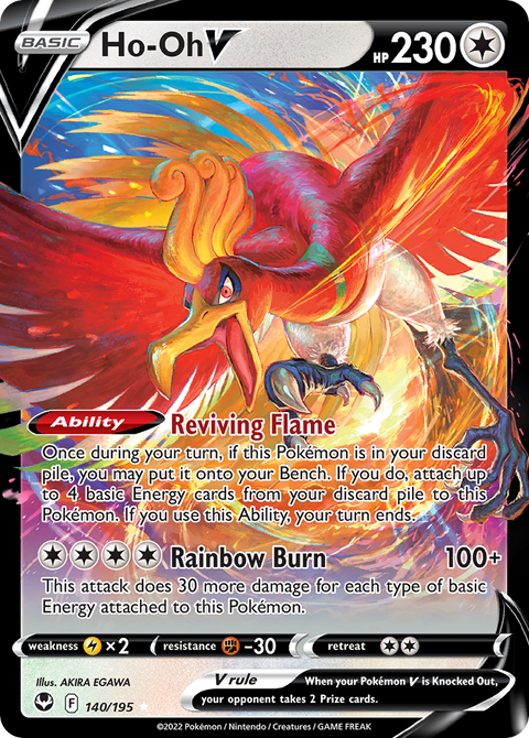 Ho-Oh V 140 Silver Tempest Pokémon card