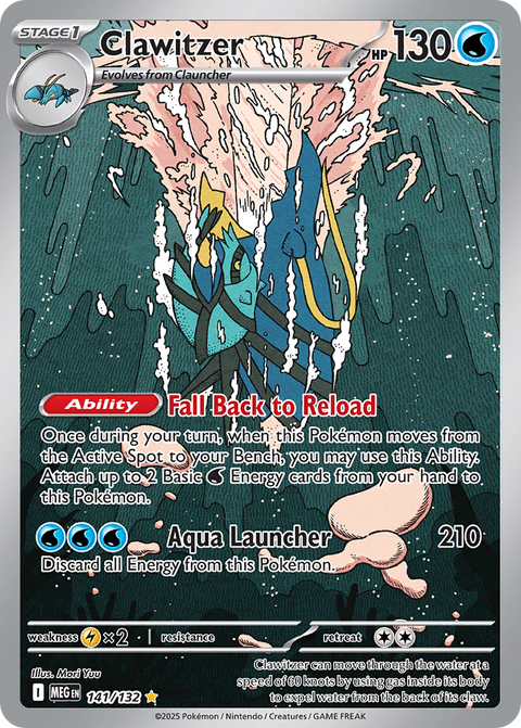 Clawitzer 141 Mega Evolution Pokémon card
