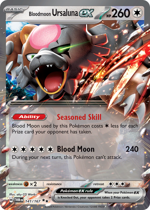 Bloodmoon Ursaluna ex 141 Twilight Masquerade Pokémon card